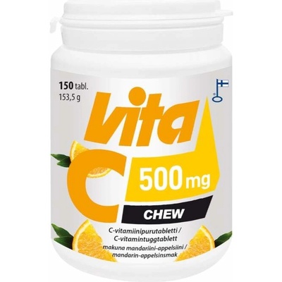 Vitabalans Vita C 500 mg chew žuvacie s mandarínkovo-pomarančovou príchuťou 150 tabliet