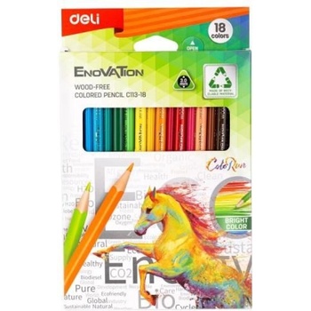 Цветни моливи 18цв. Deli Enovation 113-18 триъгълно тяло