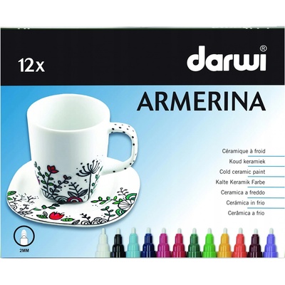 Darwi Armerina fixy na porcelán bez vypalování sada 12 x 6ml 2mm