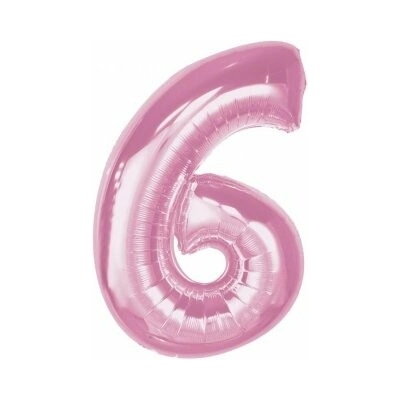 GoDan Číslice "6" růžová 92cm fóliový balónek