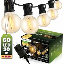 Záhrada Girland Vonkajšie osvetlenie Reťaz 15,2 m 30x LED okrasné korálky 3000K + diaľkové ovládanie DOLLIS LUMILED