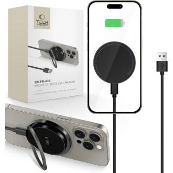 Tech-Protect Безжично зарядно 15W с MagSafe и Qi отTech-Protect QI15W-A33 - Черно (5906302308347)