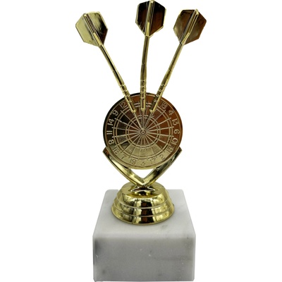 Darteg šípkarska trofej 3 šípky a terč 15cm zlatá