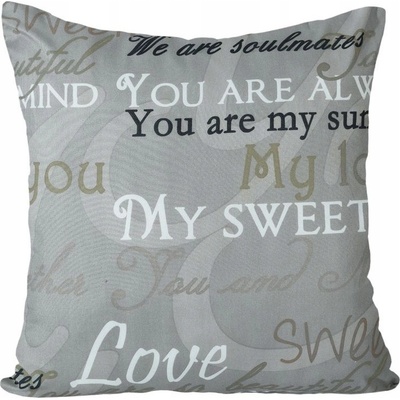 Eurofirany Lenny sivá s nápismi 45 x 45 cm