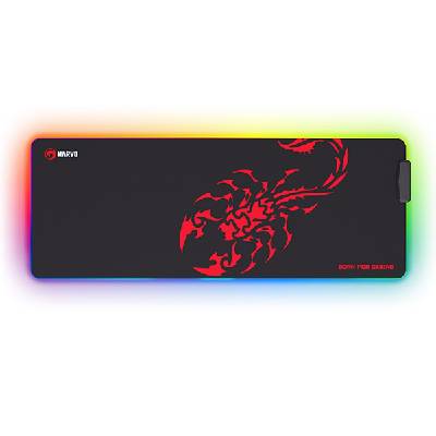 Marvo RGB Podložka pod myš, SCORP XL, černá, 800 x 300 mm, 4 mm, Marvo, USB Hub