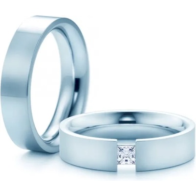 SAVICKI Сватбени халки: бяло злато, плоски. 5 мм