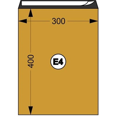 Плик за писма, Е4, 280 x 400 mm, хартиен, със самозалепваща лента, кафяв, 250 броя