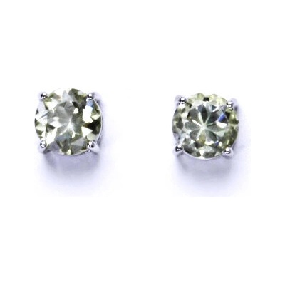 Čištín Stříbrné náušnice, přírodní green ametyst 8 mm NŠ 1357