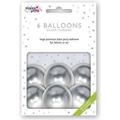 Pukka Pad Balónek, metalická stříbrná, 30 cm, PUKKA PAD PTY020 ,balení 6 ks