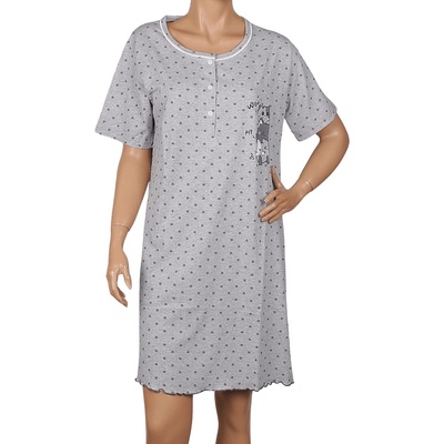 Макси нощница в сиво с котета и точки