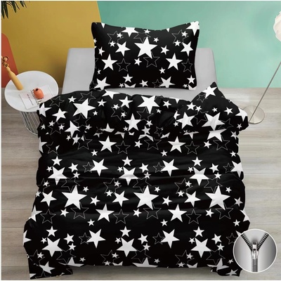 Textilomanie bavlna obliečky STAR čierne 70x90 140x200