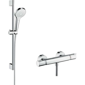 Hansgrohe Croma Select S - Душ комплект Vario с термостат, 3 струи, тръбно окачване 65 cm, бяло/хром 27013400 (27013400)