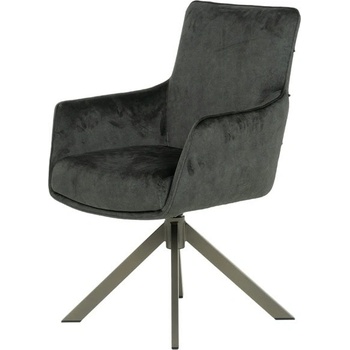 Carmen Трапезен стол Carmen VALGA 7, до 120кг, дамаска, праховобоядисана метална база, подлакътници, въртене на 360°, тъмнозелен