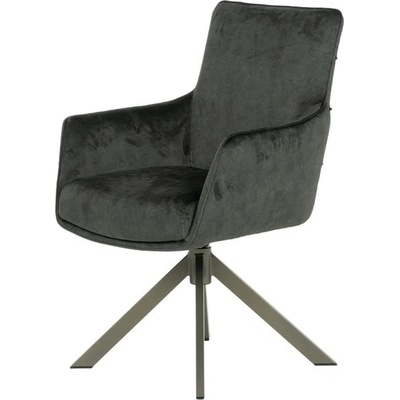 Carmen Трапезен стол Carmen VALGA 7, до 120кг, дамаска, праховобоядисана метална база, подлакътници, въртене на 360°, тъмнозелен