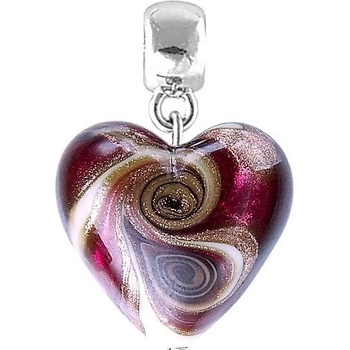 Lampglas Nádherný přívěsek Raspberry Kiss s perlou Lampglas S33