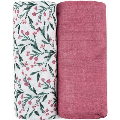 PETITE&MARS Prikrývka bambusová mušelínová 2ks Misty Pink Meadow