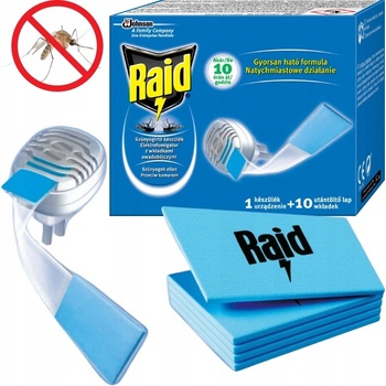 Raid elektrický odpařovač a polštářky proti komárům 1 odpařovač + 10 polštářků