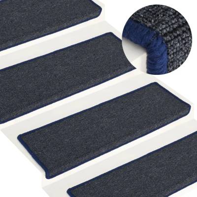 vidaXL Постелки за стъпала, 15 бр, 65x21x4 см, сиво и синьо (326195)