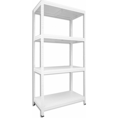 Biedrax Kovový regál 35 x 90 x 180 cm, biely - 4 police biele lamino 12mm