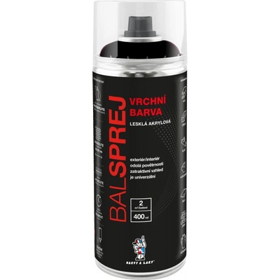Barvy a laky Hostivař vrchní barva ve spreji Ral 9005 černý lesk, 400 ml