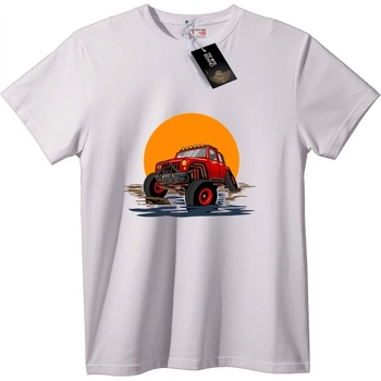 NOONEBRAND Тениска Червен Jeepoffroad залез - 3XL, White