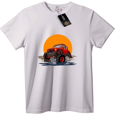 NOONEBRAND Тениска Червен Jeepoffroad залез - 3XL, White