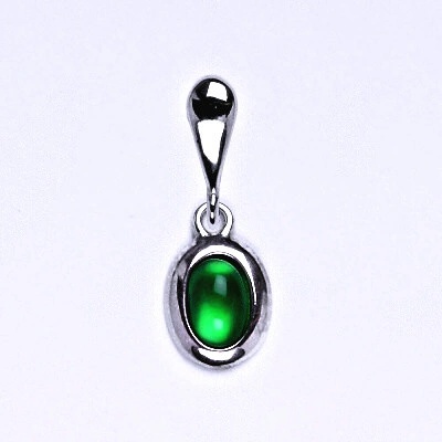 Čištín Stříbrný přívěsek přírodní kámen green agate P 1353