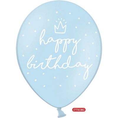 Balónky pastelově modré s nápisem Happy Birthday 30 cm strong