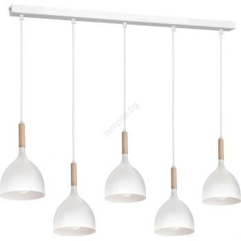 Luminex Пендел NOAK 5xE27/15W/230V бял/бук (LU3711)