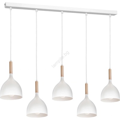 Luminex Пендел NOAK 5xE27/15W/230V бял/бук (LU3711)