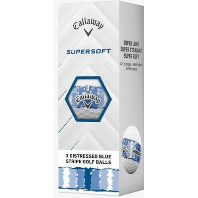 Callaway Supersoft- Distressed Blue Stripe bílé 3 x 3 ks