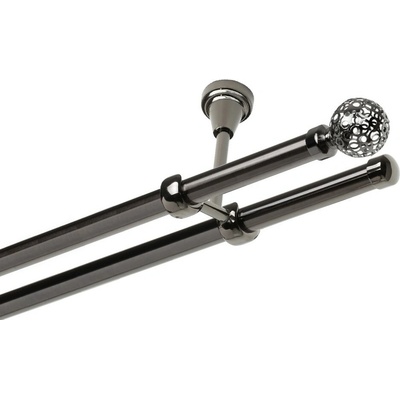 OK-GarnýžeCZ - Garnýž kovová dvouřadá 19mm Koule retro onyx 160 cm do stropu / na tunýlek - bez kroužků