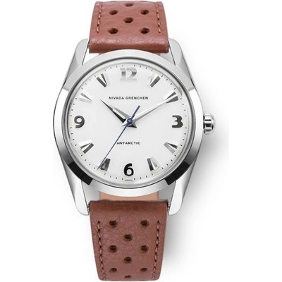 Nivada Grenchen Antarctic 35 mm White Luminova Brown Racing Strap