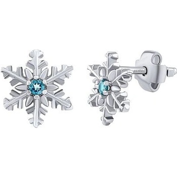 Silvego Strieborné náušnice kôstky snehové vločky s prírodným modrým topazom JSW2175STS