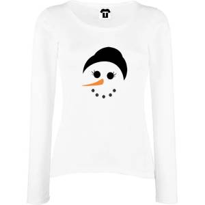  Дамска черна или бяла тениска с дълъг ръкав Snowman