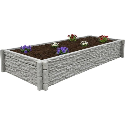 Báča Beton Betonový vyvýšený záhon - štípaný kámen 200 x 136 x 75 cm, Přírodní šedá