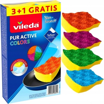 Vileda 149470 Pur Active Color Edition špongia stredná 3+1 ks