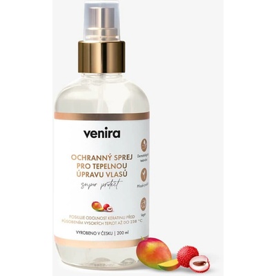 VENIRA ochranný sprej pro tepelnou úpravu vlasů - SUPER PROTECT, mango-liči, 200 ml