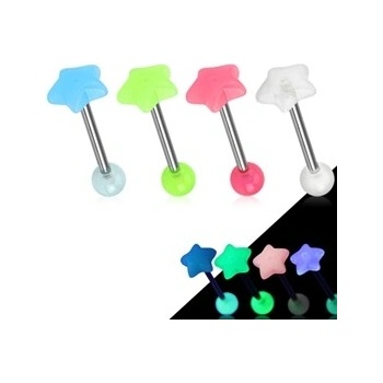Piercingate piercing do jazyka svítící hvězdička PCI00297 modrá
