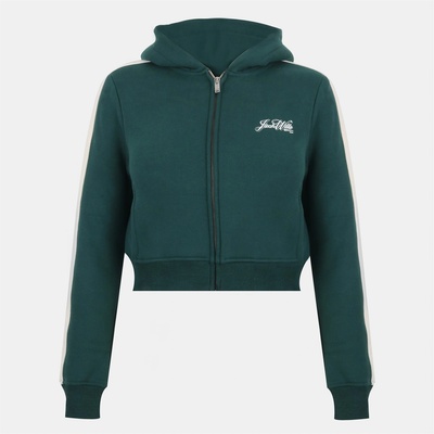 Jack Wills Суичър Jack Wills Women's Script Cotton Long Sleeve Oversized Fit Zip Hoodie - Green/White