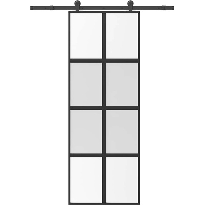 vidaXL Плъзгаща се врата с обков 76x205 см Закалено стъкло&Алуминий (3333007)