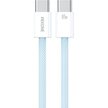 Wekome WDC-21 opletený nabíjací a dátový USB-C na USB-C 1m modrý