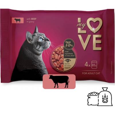 My Love SET pre mačky s hovädzím mäsom v omáčke 4 x 85 g