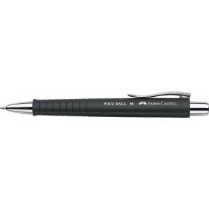 Faber-Castell Химикалка, 0, 7 мм, с бутон, черно перо, FABER-CASTELL "Poly Ball", синя 241199 (241199)