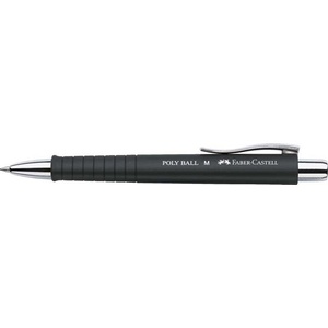 Faber-Castell Химикалка, 0, 7 мм, с бутон, черно перо, FABER-CASTELL "Poly Ball", синя 241199 (241199)