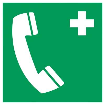 Bezpečnostní únikové značení, nouzový telefon – hliníkový kompozit, 150×150 mm