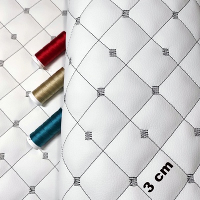 Ekokoža MIX 3x3 cm, prešívaná, farba bielo-čierna, metráž 145 cm