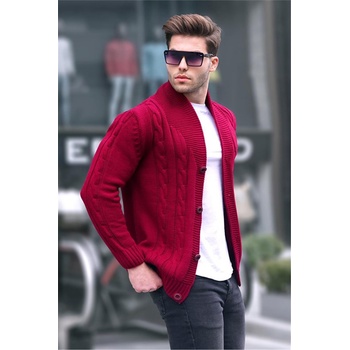 Madmext Мъжка трикотажна жилетка 9053 - Тъмночервена #366091 (366091_Бордо)