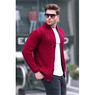 Madmext Мъжка трикотажна жилетка 9053 - Тъмночервена #366091 (366091_Бордо)