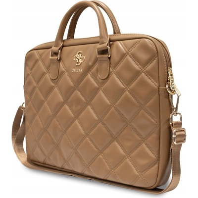 Guess PU Quilted 4G Metal Logo Computer Bag 15/16" Brown 57983117871